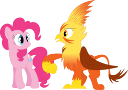 Size: 3581x2517 | Tagged: safe, artist:porygon2z, pinkie pie, oc, griffon, g4, high res