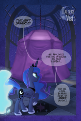 Size: 800x1200 | Tagged: safe, artist:1trick, princess luna, twilight sparkle, alicorn, pony, comic:luna's visit, g4, comic, dream, female, mare, raised hoof, solo