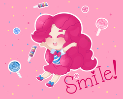 Size: 1500x1200 | Tagged: safe, artist:isosceless, pinkie pie, human, g4, candy, chibi, cute, diapinkes, eyes closed, female, food, happy, humanized, lollipop, solo