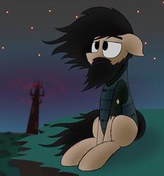 Size: 699x750 | Tagged: artist needed, safe, pony, ask the unnamed pony, beard, facial hair, newbie artist training grounds, samurai jack, samurai jack (character), sitting, solo