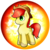 Size: 1280x1280 | Tagged: safe, artist:flamevulture17, bright mac, earth pony, pony, g4, the perfect pear, brightabetes, chibi, commission, cowboy hat, cute, hat, juxtaposition bait, male, orb, smiling, solo, stallion, stetson