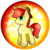 Size: 1280x1280 | Tagged: safe, artist:flamevulture17, bright mac, earth pony, pony, g4, my little pony: friendship is magic, the perfect pear, brightabetes, chibi, commission, cowboy hat, cute, hat, juxtaposition bait, male, orb, smiling, solo, stallion, stetson