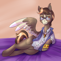 Size: 1280x1280 | Tagged: safe, artist:jitterbugjive, oc, oc only, oc:love letter, pegasus, pony, clothes, glasses, jewelry, male, necklace, solo