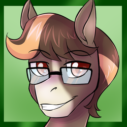Size: 750x750 | Tagged: safe, artist:jitterbugjive, oc, oc only, oc:love letter, pegasus, pony, bust, close-up, glasses, male, portrait, simple background, solo