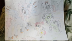 Size: 1280x720 | Tagged: safe, artist:straighttothepointstudio, oc, oc:ap-13, oc:asp - alicorn, oc:heroicstryker mod, oc:p-18, alicorn, pony, ap-3x, autonomous sentry platform, call of duty, call of duty: black ops 3, call of duty: infinite warfare, female, filly, mare, ponified, r-c8, robots, traditional art