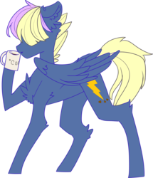 Size: 1659x1932 | Tagged: safe, artist:erinartista, oc, oc only, oc:dusk tailll, pegasus, pony, coffee, coffee mug, cup, female, hair over one eye, mare, mug, simple background, solo, transparent background