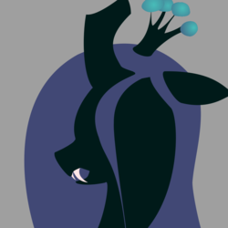 Size: 920x920 | Tagged: safe, artist:needthistool, queen chrysalis, pony, g4, bust, fangs, female, gray background, horn, lineless, mare, minimalist, modern art, portrait, profile, simple background, solo