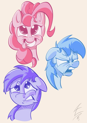 Size: 3508x4961 | Tagged: safe, artist:tony-retro, pinkie pie, rainbow dash, pony, g4, duo, floppy ears, self ponidox, sketch, tongue out