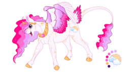 Size: 1260x714 | Tagged: safe, artist:bijutsuyoukai, oc, oc only, oc:morning light, pegasus, pony, coat markings, colored wings, colored wingtips, dappled, female, freckles, hair over one eye, happy, magical lesbian spawn, mare, multicolored wings, offspring, open mouth, parent:princess celestia, parent:twilight sparkle, parents:twilestia, simple background, smiling, solo, sparkles, spread wings, tail feathers, transparent background, wings