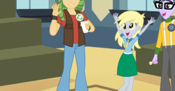 Size: 900x467 | Tagged: safe, screencap, derpy hooves, micro chips, sandalwood, equestria girls, g4, my little pony equestria girls: friendship games, official