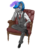 Size: 600x800 | Tagged: artist needed, safe, oc, oc only, oc:martin bluefire, dracony, hybrid, anthro, anthro oc, armchair, chair, elegant, male, necktie, red tie, relax, relaxing, simple background, solo, transparent background, waistcoat