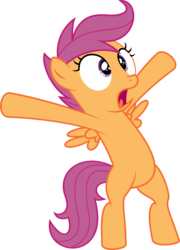 Size: 5995x8332 | Tagged: safe, artist:deadparrot22, scootaloo, pegasus, pony, g4, sleepless in ponyville, absurd resolution, bipedal, female, filly, open mouth, scared, simple background, solo, transparent background, vector