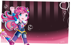 Size: 1400x900 | Tagged: safe, artist:korollnap, pinkie pie, equestria girls, g4, female, looking at you, roller skates, skates, solo