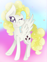 Size: 1016x1324 | Tagged: safe, artist:kawaiirainbow220, surprise, pony, g1, female, one eye closed, solo, tongue out, wink