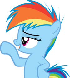Size: 1024x1141 | Tagged: safe, artist:thefrostspark, rainbow dash, pegasus, pony, g4, the lost treasure of griffonstone, female, filly, filly rainbow dash, lidded eyes, open mouth, raised hoof, simple background, smiling, solo, transparent background, vector, younger
