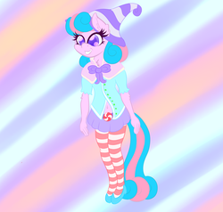 Size: 1000x952 | Tagged: safe, artist:luciusheart, oc, oc only, oc:nova starburst, anthro, belly button, clothes, socks, solo, striped socks, witch