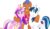 Size: 7140x4082 | Tagged: safe, artist:frownfactory, princess cadance, shining armor, spearhead, alicorn, earth pony, pony, unicorn, a flurry of emotions, g4, my little pony: friendship is magic, .svg available, absurd resolution, blue eyes, blue hair, blue mane, blue tail, colored wings, concave belly, cutie mark, female, horn, jewelry, male, mare, multicolored hair, multicolored mane, multicolored tail, multicolored wings, personal space invasion, simple background, slender, smiling, stallion, svg, thin, tiara, transparent background, vector, wings