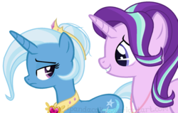 Size: 974x619 | Tagged: safe, artist:ipandacakes, starlight glimmer, trixie, pony, unicorn, g4, alternate hairstyle, alternate universe, female, mare, simple background, transparent background, vector
