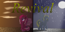 Size: 1416x691 | Tagged: safe, artist:daszkin, oc, oc only, pegasus, pony, couple, day and night, moonlight, simple background, stars