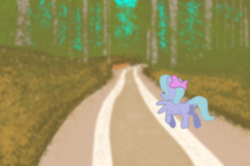 Size: 800x532 | Tagged: safe, derpibooru exclusive, flitter, pegasus, pony, g4, butt, female, flying, forest, mare, plot, scenery, solo, trail