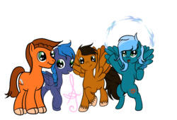 Size: 7778x5250 | Tagged: safe, artist:silversthreads, oc, oc only, oc:curealean sweets, oc:golden stone, oc:pyra prism, oc:thunder chaser, earth pony, pegasus, pony, absurd resolution, brother and sister, brothers, commission, digital art, family, female, fire, fire dance, group, male, mare, siblings, simple background, sisters, stallion, transparent background