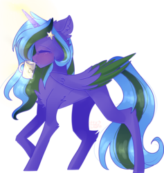 Size: 2010x2119 | Tagged: safe, artist:erinartista, oc, oc only, oc:starshine shimmer, alicorn, pony, cup, female, high res, mare, simple background, solo, transparent background