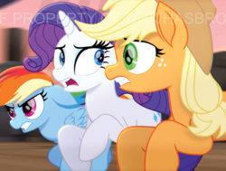 Size: 1061x804 | Tagged: safe, screencap, applejack, rainbow dash, rarity, g4, my little pony: the movie, official, cropped, running