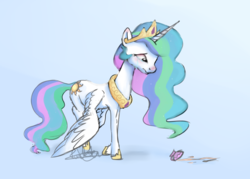 Size: 1515x1085 | Tagged: dead source, safe, artist:pucksterv, princess celestia, alicorn, pony, g4, atg 2017, bummer, crown, crying, cup, cute, cutelestia, cutie mark, ethereal mane, ethereal tail, female, flowing mane, flowing tail, food, hoof shoes, horrible, jewelry, looking down, mare, multicolored mane, multicolored tail, newbie artist training grounds, regalia, sad, sadlestia, simple background, solo, spread wings, tea, teacup, tragedy