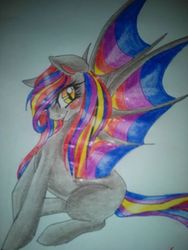 Size: 370x493 | Tagged: safe, oc, oc only, bat pony, pony, female, mare, solo, traditional art