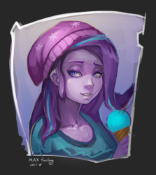 Size: 913x1022 | Tagged: safe, artist:maxyunlong, starlight glimmer, equestria girls, equestria girls specials, g4, my little pony equestria girls: mirror magic, beanie, female, food, hat, ice cream, looking at you, solo