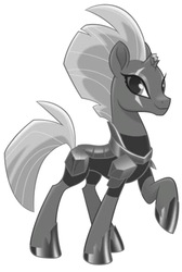 Size: 640x951 | Tagged: safe, tempest shadow, beyond equestria, g4, my little pony: the movie, the prequel to my little pony: the movie: the stormy road to canterlot, black and white, broken horn, eye scar, female, grayscale, horn, monochrome, scar, solo