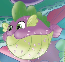 Size: 578x551 | Tagged: safe, spike, puffer fish, g4, my little pony: the movie, inflation, male, solo, species swap, spike the pufferfish
