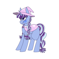 Size: 2500x2500 | Tagged: safe, artist:c0nspiracy, artist:conspiracyadopts, oc, oc only, pony, blushing, high res, magical lesbian spawn, offspring, parent:starlight glimmer, parent:trixie, parents:startrix, smiling, solo
