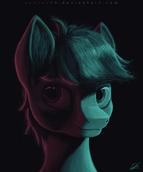 Size: 2500x3000 | Tagged: safe, artist:smowu, oc, oc only, oc:archi sketch, pony, black background, bust, ear fluff, high res, low light, portrait, simple background, solo