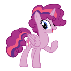 Size: 1500x1500 | Tagged: safe, artist:enzomersimpsons, pinkie pie, twilight sparkle, oc, oc:sailor delight, alicorn, pony, g4, fusion, simple background, solo, transparent background