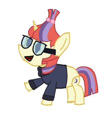 Size: 808x906 | Tagged: artist needed, safe, moondancer, pony, unicorn, g4, clothes, female, glasses, mare, paper pony, solo, sweater