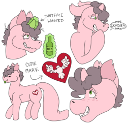 Size: 1000x1000 | Tagged: safe, artist:triplebiscuit, oc, oc only, oc:lovebird, pony, doodle page, halfling, lovebird, pink fur, purple mane, sketch page