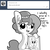 Size: 1650x1650 | Tagged: safe, artist:tjpones, oc, oc only, oc:brownie bun, earth pony, pony, horse wife, '90s, adorkable, ask, braces, clothes, cute, dork, ear fluff, female, grayscale, mare, monochrome, picture frame, simple background, solo, sweater, t-shirt, tumblr, white background, younger