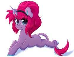 Size: 4417x3416 | Tagged: safe, artist:fluffymaiden, oc, oc only, oc:xiu qiu, pony, unicorn, female, glasses, high res, mare, prone, simple background, smiling, solo, white background