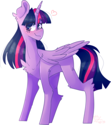 Size: 1024x1149 | Tagged: safe, artist:erinartista, twilight sparkle, alicorn, pony, g4, chest fluff, female, heart, heart eyes, simple background, solo, transparent background, twilight sparkle (alicorn), wingding eyes