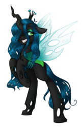 Size: 900x1395 | Tagged: dead source, safe, artist:felcia, queen chrysalis, changeling, changeling queen, g4, crown, female, jewelry, regalia, simple background, solo, transparent background, transparent wings, wings