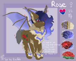 Size: 1564x1270 | Tagged: safe, artist:princehoshi, oc, oc only, oc:rosebat, pony, chest fluff, reference sheet, solo