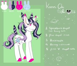 Size: 1412x1209 | Tagged: safe, artist:princehoshi, oc, oc only, oc:konnichi, pony, reference sheet, solo