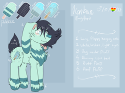 Size: 1175x881 | Tagged: safe, artist:princehoshi, oc, oc only, oc:konban, pony, cheek fluff, chest fluff, reference sheet, solo