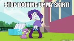 Size: 600x336 | Tagged: safe, edit, edited screencap, screencap, rarity, spike, spike the regular dog, dog, equestria girls, equestria girls specials, g4, my little pony equestria girls: dance magic, image macro, meme, memeful.com, pervert