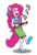 Size: 752x1109 | Tagged: safe, artist:regularmouseboy, pinkie pie, earth pony, anthro, plantigrade anthro, equestria girls, g4, my little pony equestria girls: rainbow rocks, shake your tail, clothes, cute, diapinkes, eyes closed, feet, female, flip-flops, floral necklace, flower, flower in hair, grass skirt, happy, hopping, hula, hulapie, laughing, lei, music notes, musical instrument, open mouth, ponk, sandals, simple background, skirt, solo, transparent background, ukulele