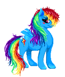 Size: 1024x1201 | Tagged: safe, artist:albadudelis, rainbow dash, pony, g4, blushing, female, pixel art, solo