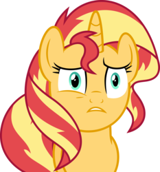 Size: 7000x7509 | Tagged: safe, artist:luckreza8, sunset shimmer, pony, unicorn, equestria girls specials, g4, my little pony equestria girls: mirror magic, absurd resolution, concerned, female, mare, simple background, solo, transparent background, vector