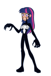 Size: 3000x4433 | Tagged: safe, artist:edcom02, artist:jmkplover, twilight sparkle, human, g4, female, humanized, marvel, she-venom, simple background, solo, symbiote, transparent background, venom, venom twilight