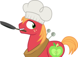 Size: 4118x3001 | Tagged: safe, artist:cloudy glow, big macintosh, earth pony, pony, g4, the perfect pear, chef's hat, frying pan, hat, male, simple background, solo, transparent background, vector